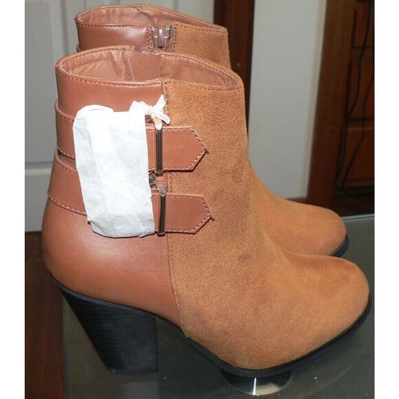 Alpine Swiss Women's Buckle Block Heel Zip Up Boots in Tan Size 6 - Picture 3 of 7